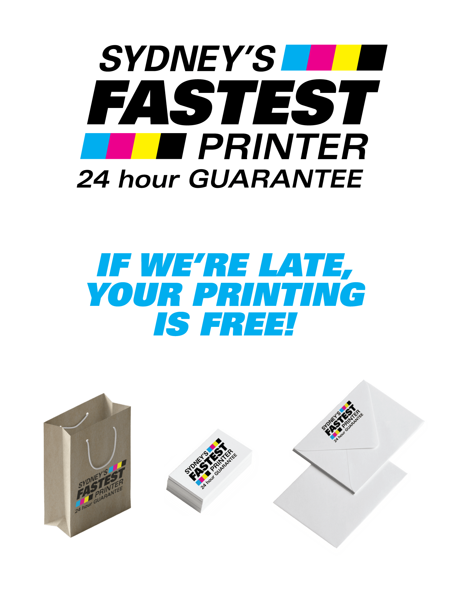 Logo of Sydney’s Fastest Printer, 24 hour print guarantee