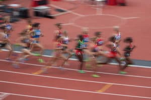 People running on a track