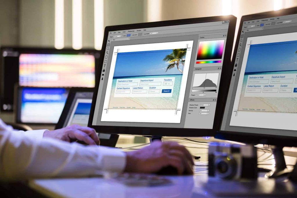 Photo of graphic designer working on a website design at Sydney’s Fastest Printer